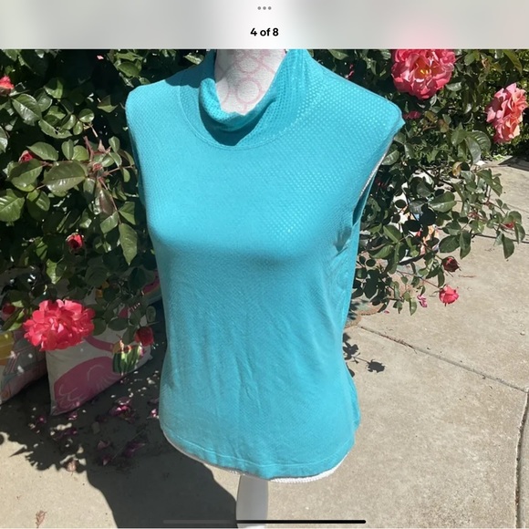 St John Sz L Aqua 💦 Turquoise Shimmering paillette dress Tank Top For jacket - Picture 3 of 5